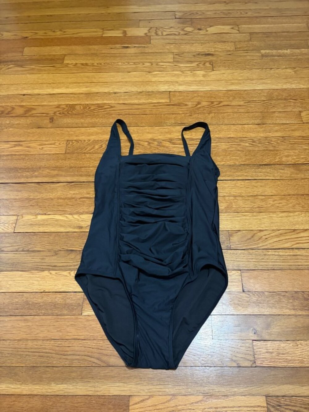 Calvin Klein Womens One Piece Swimsuit Size 14 Black Stretch Nylon Bathing Suit